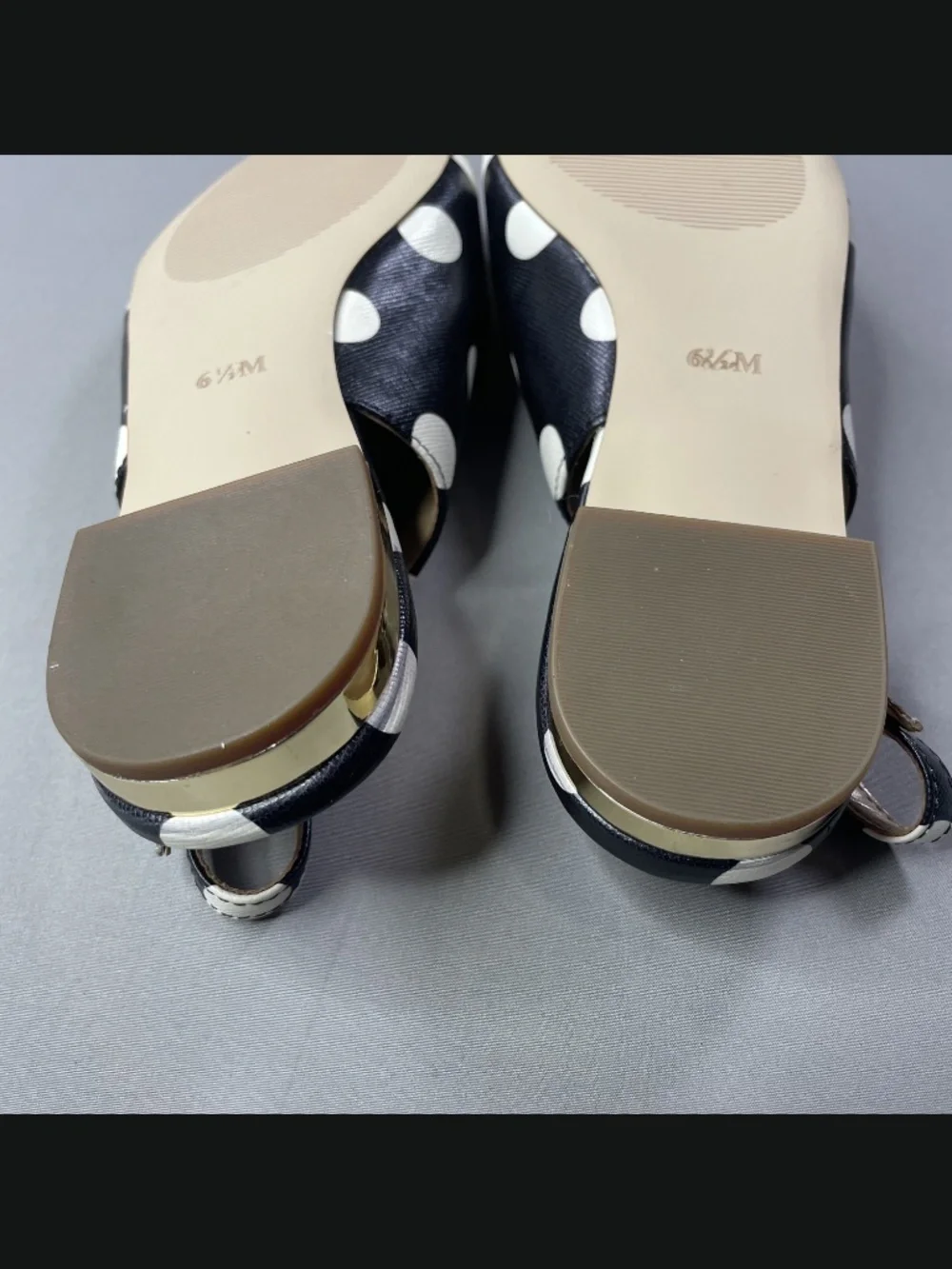 NEW Talbots Shoes Womens 6.5 black white poppy dot leather slingback loafer